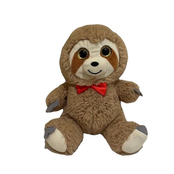 Way to Celebrate Brown 9" Sloth Valentines Plush Stuffed Animal Glitter Eyes - Picture 1 of 6